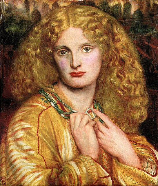 Oil portrait of Helen of Troy, by Dante Gabriel Rossetti, 1863.