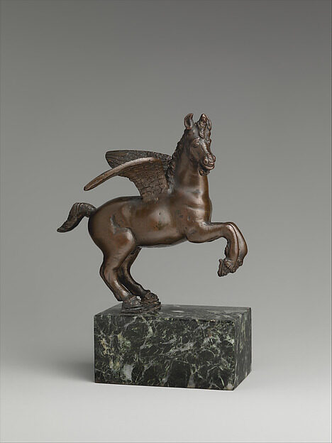 Renaissance bronze statuette of the winged horse Pegasus rearing, 1575–1599.
